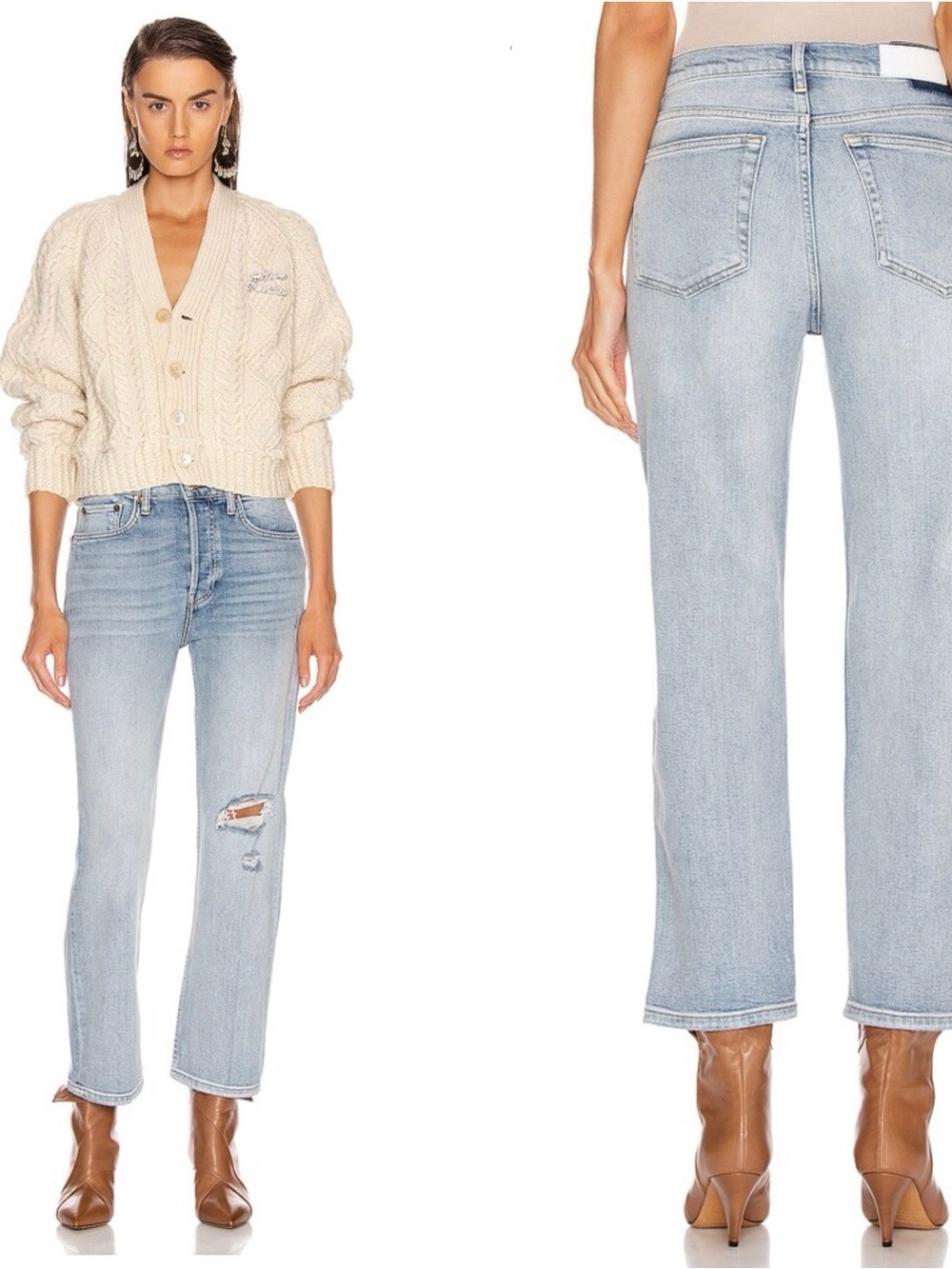 Re/Done High Rise Stovepipe Button Fly Jeans Lived/Light 25